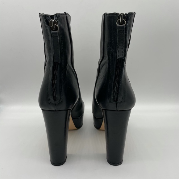 Zara Black Leather Heeled Platform Ankle Boots. - Picture 6 of 15